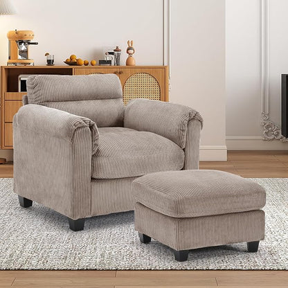 HAOMARKETS Corduroy 2-Piece Sofa Set, Upholstered Ottoman and Accent Chair Sofa - Image 6