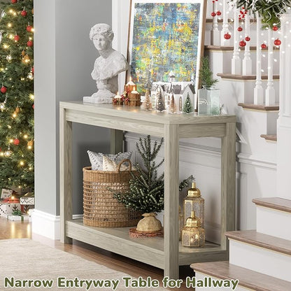 Besiost Small Farmhouse Wood Entryway Table Narrow Console Table - Image 4