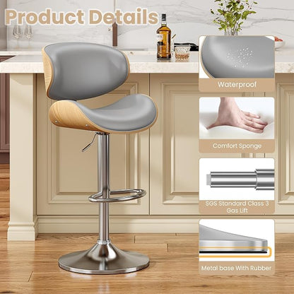 YaFiti Bar Stools for Kitchen Island, Swivel Bar Stools for Kitchen Counter - Image 5