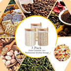 25 FL OZ Large Airtight Glass Jars with Bamboo Spoons Lids Overnight Oats Container Decorative Coffee Bar Food Storage Jar Cereal Nuts Salts Coffee Tea Flour Sugar Container Spice Jars