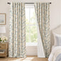 Blackout Vintage Floral Linen Curtains Blue on Beige 50×96 2 Panels | Elisa by Lazzzy