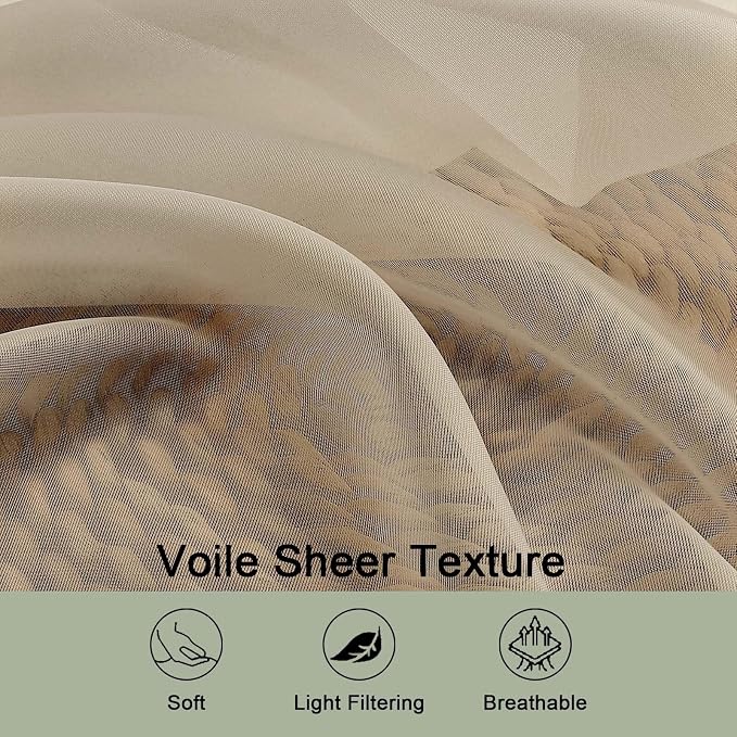 Taupe Sheer Curtains 120 Inches Long 2 Panels Set, Airy Lightweight Sheer Taupe - Image 5