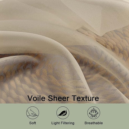 Taupe Sheer Curtains 120 Inches Long 2 Panels Set, Airy Lightweight Sheer Taupe - Image 5