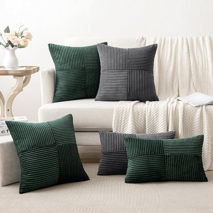 MIULEE Army Green Decorative Euro Sham Pillow Covers 24x24 Inch 2 Pack | Boho - Image 9