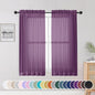 Sheer Curtains 54 Inch Length 2 Panels Set, Plam Clear Sheer Short Curtains by OWENIE