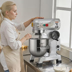 VEVOR Commercial Mixer 30Qt, Commercial Food Mixer Stainless Steel Bowl, 1100W Commercial Stand Mixer with 3 Speeds Adjustable, Dough Hook Whisk Beater Included, Perfect for Bakery Pizzeria, Silver