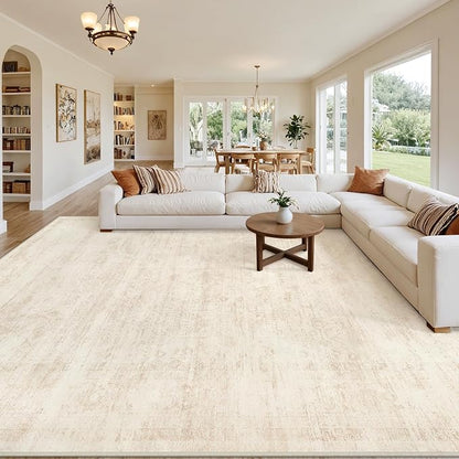 8x10 Area Rugs Living Room: Bedroom Washable Carpet Retro Beige | Large Vintage - Image 8