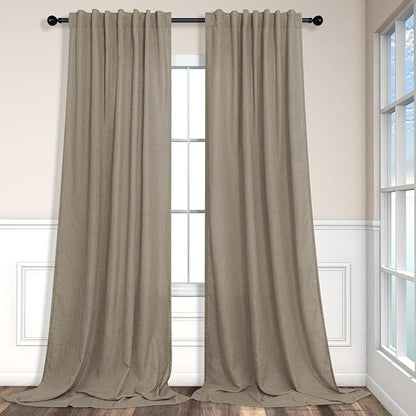 Extra Long Curtains 2 Panels Set Dark Taupe Linen Curtains 108 inches Long by Pitalk