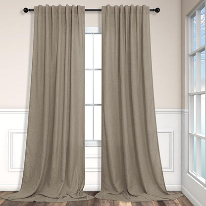 Pitalk Back Tab Linen Curtains 96 inches Long 2 Panels Set by Pitalk