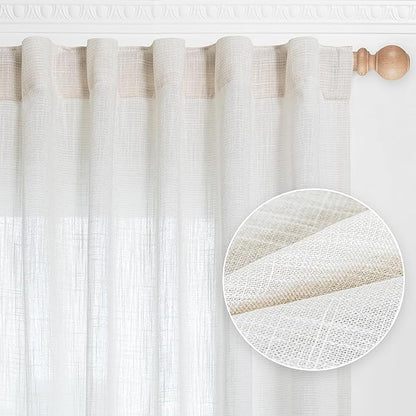 MYSKY HOME Short Curtains for Small Kitchen Windows 45 inches Length, Linen by MYSKYHOME
