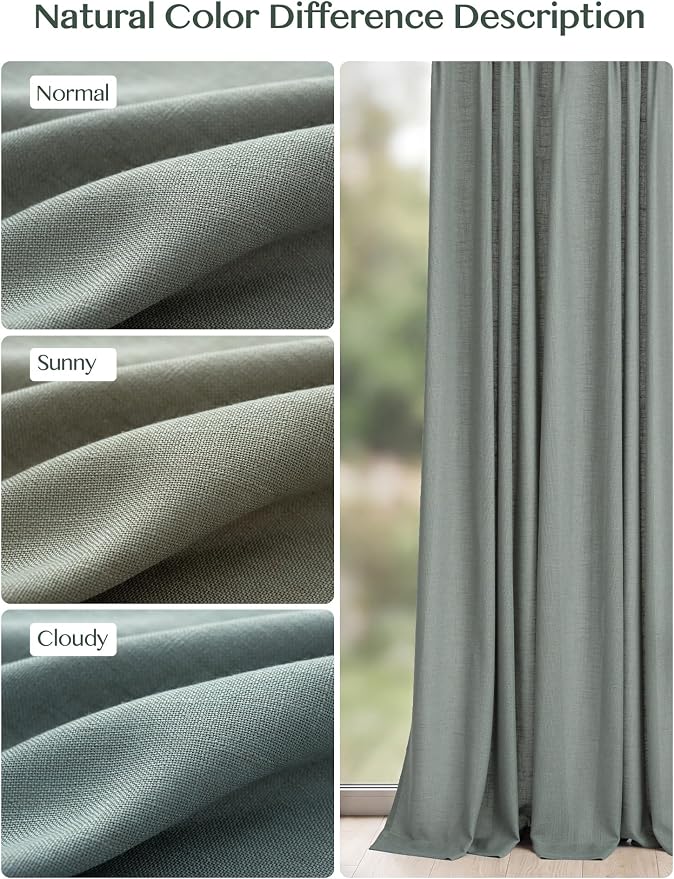 Liz Pinch Pleated Linen Curtains Light Filtering Curtains - Image 8