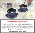 7PC Japanese Tea Set."Midnight Blue Koi" Cast Iron Tea Pot with 2 Tea Cups, 2 Saucers, Tea Infuser and Teapot Trivet. Ceremonial Matcha Accessories