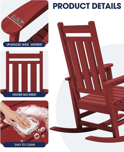 KINGYES Oversized Outdoor Rocking Chair Set of 4, All-Weather Patio Rocking - Image 7