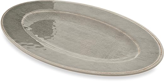 Carlisle FoodService Products Grove Resuable Plastic Oval Plate with Wide Rim for Home and Restaurant, Melamine, 12 x 8 Inches, Smoke, (Pack of 12)