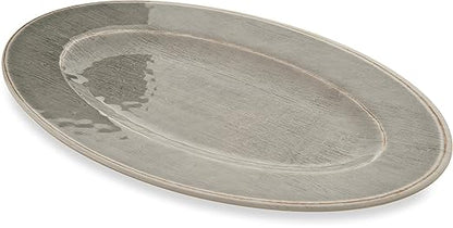 Carlisle FoodService Products Grove Resuable Plastic Oval Plate with Wide Rim for Home and Restaurant, Melamine, 12 x 8 Inches, Smoke