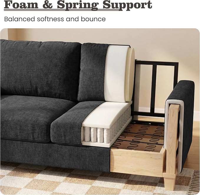 Apicizon 89" 3 Seat Couch for Living Room, Comfy Couch Clound Sofa 3 Seater Sofa - Image 4