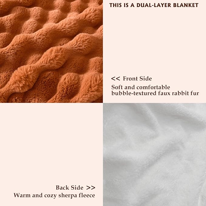 50x60 Inches Ultra-Soft Fuzzy Faux Fur Plush Throw Blanket - Image 3