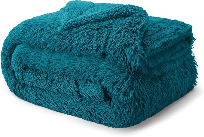 Bedsure GentleSoft Fluffy Turquoise Teal King Size Blanket - Image 8