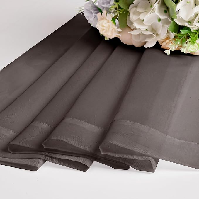 Chyhomenyc Chocolate Brown Sheer Curtains 30 inch Length 2 Panels, Light - Image 7
