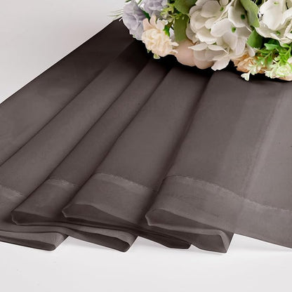 Chyhomenyc Sheer Curtains 63 Inch Length 2 Panels, Chocolate | Light Filtering - Image 3