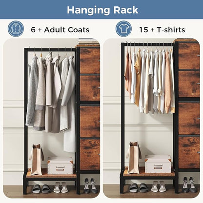 DUMOS Dresser with Hanging Rack, 4-in-1 Fabric Dresser - Image 6