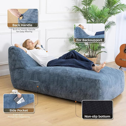 Giant Bean Bag Chair for Adults, Big Faux Fur Plush Bean Bag Lounger, Large - Image 3
