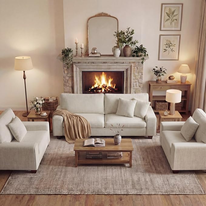 DOPEDIO Modern Living Room Sofa Set, 88.58" Chenille Loveseat by DOPEDIO