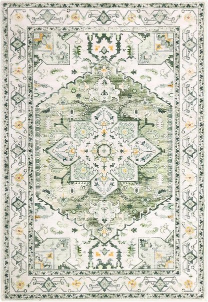 Yamaziot Washable Area Rug, 2x3 Small Boho Vintage Entryway Non-Slip Rug | - Image 2