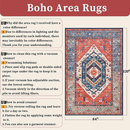 SERISSA 7x10 Washable Non Slip Boho Area Rug - Image 6