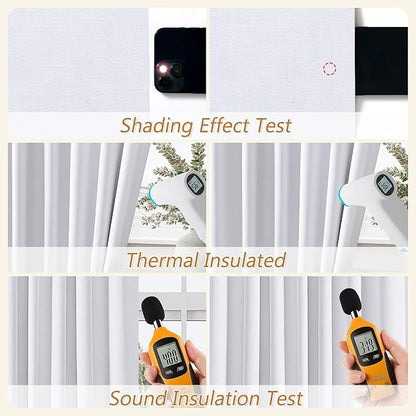 White 100% Blackout Curtains 45 Inch Length 2 Panels Set - Image 4