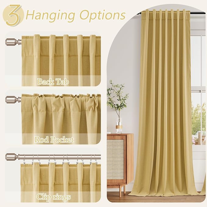 100% Blackout Curtains 90 Inch Length 2 Panels Set - Image 6