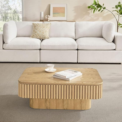 Lift Top Coffee Table for Living Room, Rectangle Handmade Solid Wood Strips - Image 2