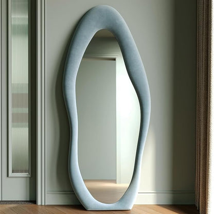Honyee Full Length Mirror, Flannel Wrapped Wooden Frame Full Body Mirror - Image 2