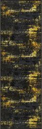 2x6 Washable Runner Rug：Modern Abstract Soft Carpet Black Gold | by FXRHLP