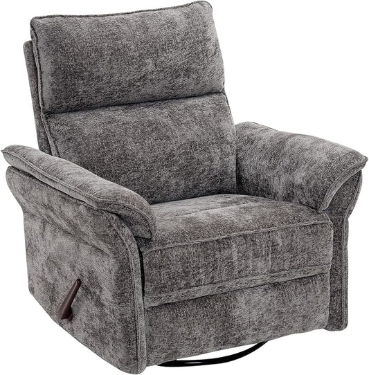 Rocking Chair Nursery with Adjustable Headrest, Manual Swivel Rocker Recliner by Rhevoy