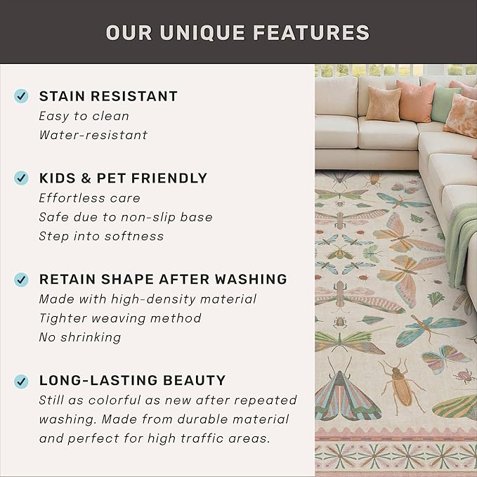 7x9 Cute Insect Rugs for Girls Bedroom - Image 7