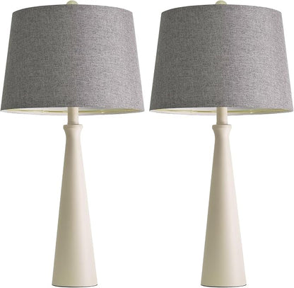 Oneach 25.75" White Table Lamp Set of 2, Modern Vintage Bedside Table Lamps - Image 8