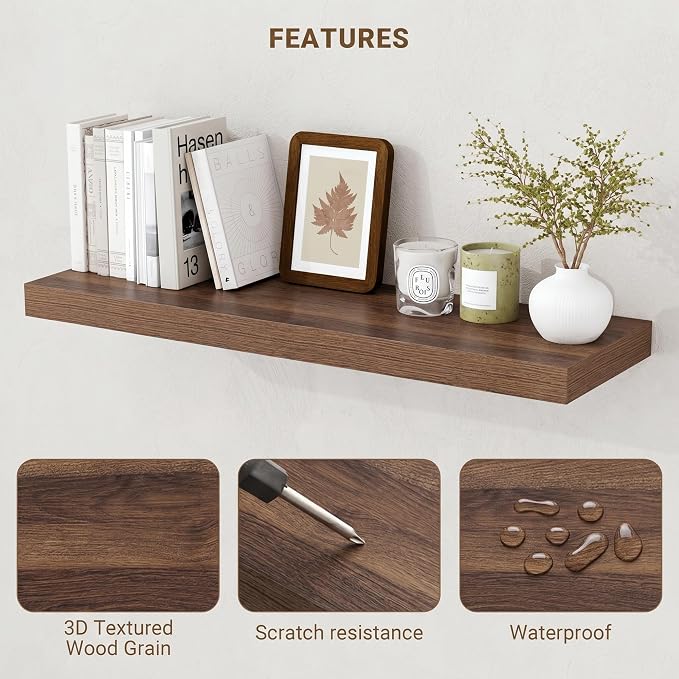Acovy 48 Inch Floating Shelves, Wooden Shelves - Image 4