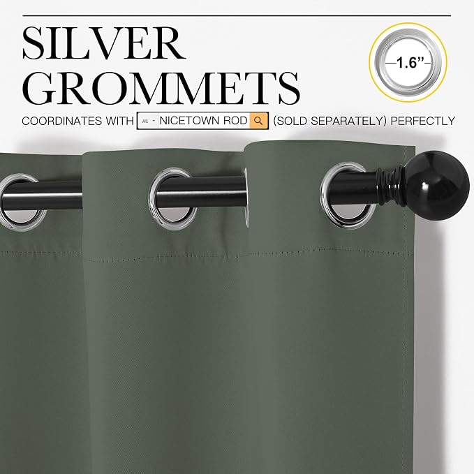 NICETOWN Thermal Insulated Curtains Blackout Draperies, Window Treatment Solid - Image 3