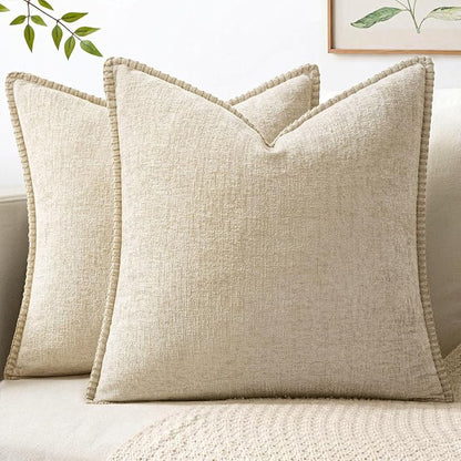 MIULEE Decorative Couch Throw Pillow Covers 18x18 Inch Beige 2 Pack | Neutral by MIULEE