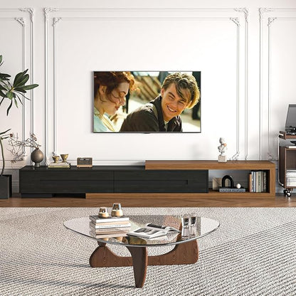 Extendable TV Stand with 2 Drawers, Long Reversible Entertainment Center with - Image 6