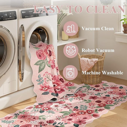 DUKINO 8x10 Area Rug for Living Room, Floral Washable Rug Non Slip, Low Pile - Image 5