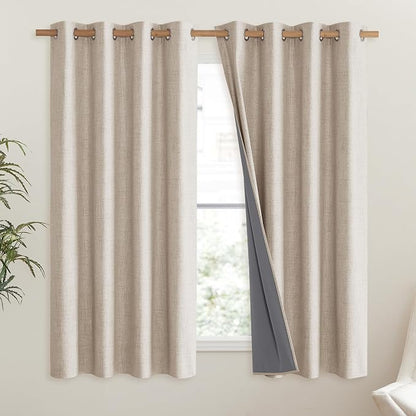 NICETOWN Cream 100% Blackout Short Curtains 63 inches Lenghth Burg - Image 2