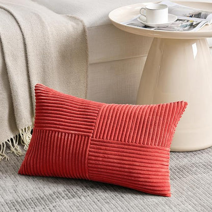 Fancy Homi 2 Packs Red Lumbar Decorative Throw Pillow Covers 12x20 Inch - Image 2