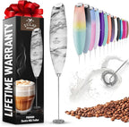 Zulay Powerful Milk Frother With Upgraded Titanium Motor - Handheld Electric Whisk for Coffee, Latte, Matcha - Mini Mixer and Blender for Frappe - No Stand - Quartz