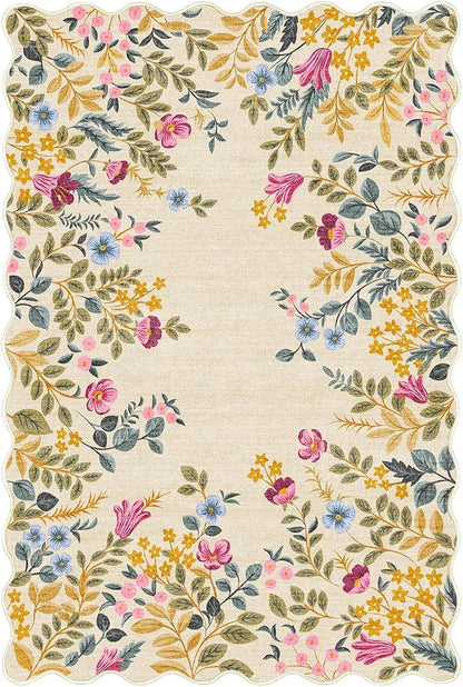 Front Door Mat Outside Entrance 2x3 Beige Colorful Floral Entry Rug | Non-Slip - Image 7