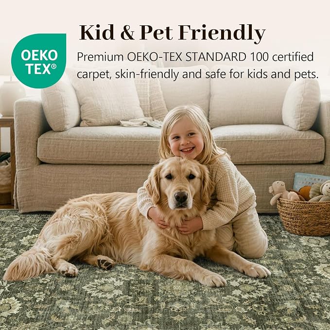 4x6 Ft Area Rugs for Living Room, Soft Non-Slip Machine Washable Rug, Vintage - Image 6