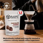 Blackout Coffee Chocolate Cherry Flavored Medium Roast - Freshly Roasted in the USA - 12 oz Ground Coffee Pouch