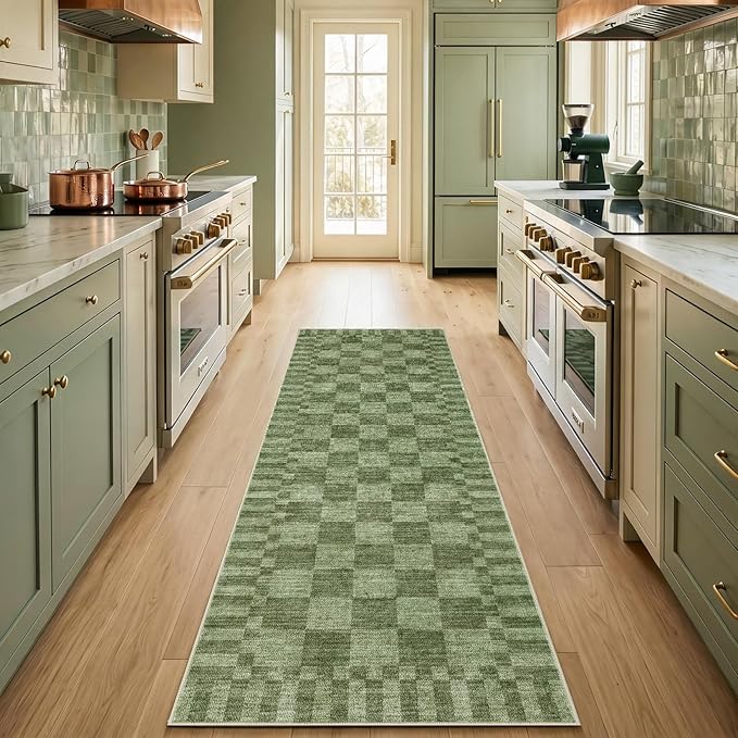 GarveeHome 2.5x8 Checkered Kitchen Runner Rug by GarveeHome