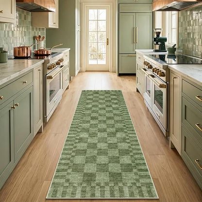 GarveeHome 2.5x8 Checkered Kitchen Runner Rug by GarveeHome